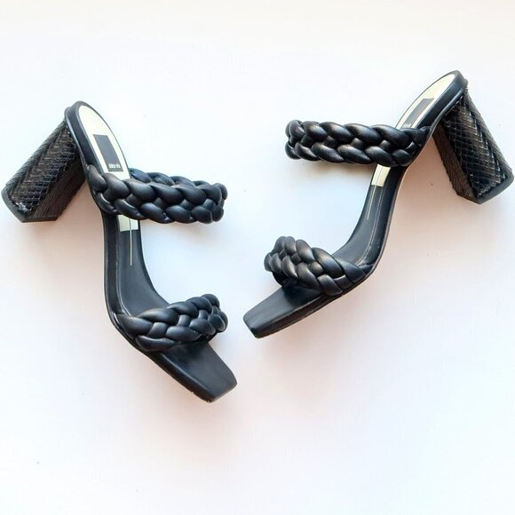 Dolce Vita Paily Heels Stella Black Block Heel Square Toe Mule Sandals Size 7 - Picture 4 of 16